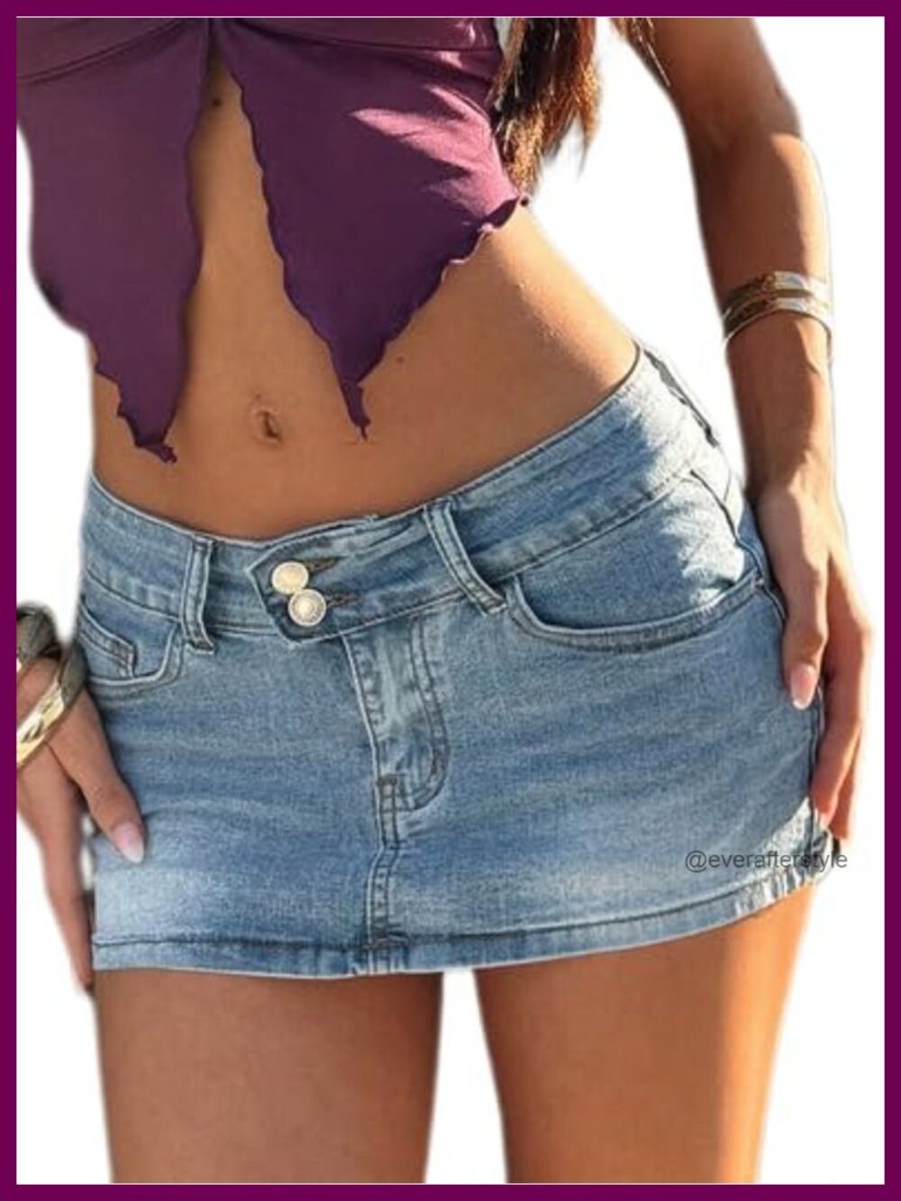 Women's Stretch Denim Bodycon Mini Skirt A-Line Low Rise Front Zip